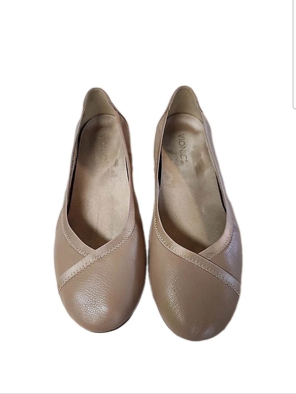 VIONIC Spark Caroll Womens Leather Ballet Flats in Tan Orthotic Insole Size 11